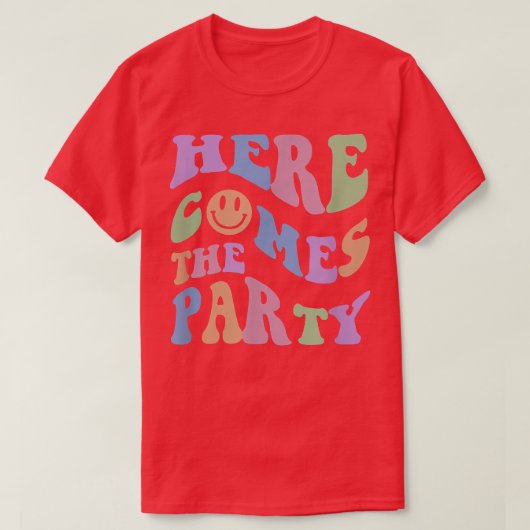 Retro Here Comes the Bride Bachelorette Feest Brui T-shirt (Design voorkant)