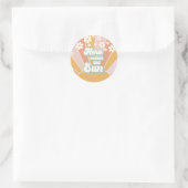 Retro Here comes the Sun Daisy boho verjaardag Ronde Sticker (Tas)