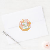 Retro Here comes the Sun Daisy boho verjaardag Ronde Sticker (Envelop)