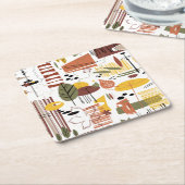 Retro Herfst A Go Kartonnen Onderzetters (Schuin)