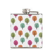 Retro Herfst Autumnal Trees Pattern Heupfles (Achterkant)