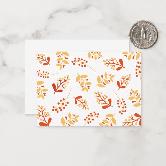 Retro Herfst Bloemen 2 Notitiekaart Notitiekaartje (Voorkant / Achterkant in situ)