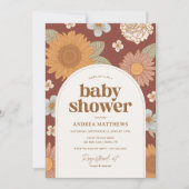 Retro Herfst Bloemen Baby shower Kaart (Voorkant)