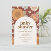 Retro Herfst Bloemen Baby shower Kaart (Staand voorkant)