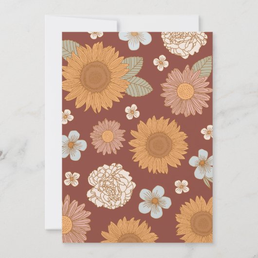 Retro Herfst Bloemen Baby shower Kaart (Achterkant)