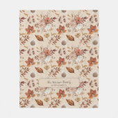 Retro herfst bloemenelegante familienaam gepersona fleece deken (Voorkant)