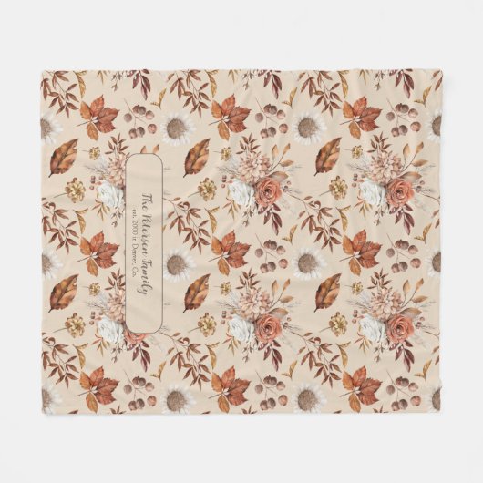 Retro herfst bloemenelegante familienaam gepersona fleece deken