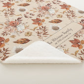 Retro herfst bloemenelegante familienaam gepersona sherpa deken (3/4)
