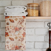 Retro herfst bloemenelegante familienaam gepersona theedoek