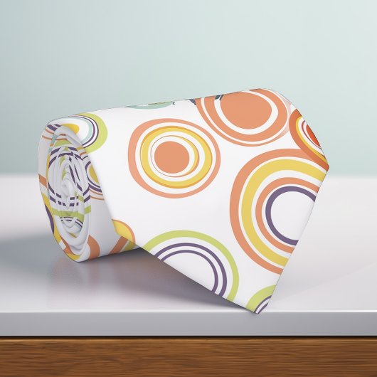 Retro Herfst Cirkels Groter Stropdas