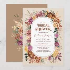Retro Herfst Cottage Chic Florals Vrijgezellenfees Kaart