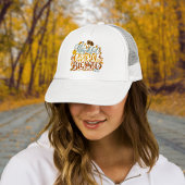 Retro Herfst Dankbaar Gelukkig Gezegende Typografi Trucker Pet