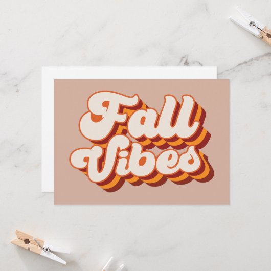 Retro herfst gevoelens kaart (Voorkant / Achterkant in situ)