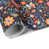 Retro Herfst Herfst Bloemen & Bessen Botanisch Cadeaupapier (Rol Hoek)