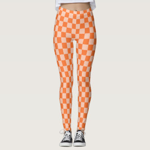 Retro Herfst Herfst Sinaasappel Tartan Plaid Leggings