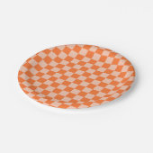 Retro Herfst Herfst Sinaasappel Tartan Plaid Papieren Bordje (Gekanteld)