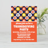 Retro Herfst Herfstbloemen Blauwe Thanksgiving Par Kaart (Staand voorkant)