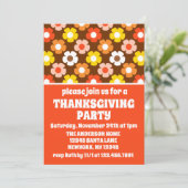 Retro Herfst Herfstbloemen Bruin Thanksgiving Part Kaart (Staand voorkant)