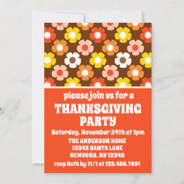 Retro Herfst Herfstbloemen Bruin Thanksgiving Part Kaart