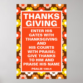Retro Herfst Herfstbloemen Bruine Thanksgiving Poster