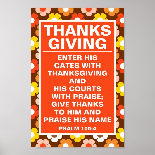Retro Herfst Herfstbloemen Bruine Thanksgiving Poster (Voorkant)