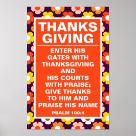Retro Herfst Herfstbloemen Paarse Thanksgiving Poster