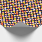 Retro Herfst Herfstbloemen Patroon Blauw Cadeaupapier (Hoek)