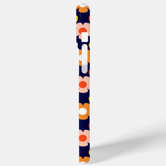 Retro Herfst Herfstbloemen Patroon Blauw Case-Mate iPhone Case (Achterkant / Links)