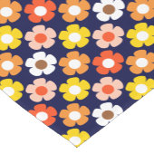 Retro Herfst Herfstbloemen Patroon Blauw Korte Tafelloper (Hoek)