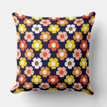 Retro Herfst Herfstbloemen Patroon Blauw