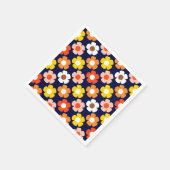 Retro Herfst Herfstbloemen Patroon Blauw Servet (Hoek)