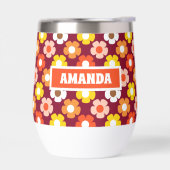 Retro Herfst Herfstbloemen Patroon Bourgogne (Links)