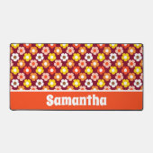 Retro Herfst Herfstbloemen Patroon Bourgogne Bureaumat (Voorkant)