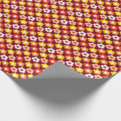 Retro Herfst Herfstbloemen Patroon Bourgogne Cadeaupapier (Hoek)