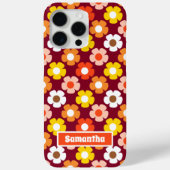 Retro Herfst Herfstbloemen Patroon Bourgogne Case-Mate iPhone Case (Achterkant)