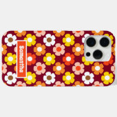 Retro Herfst Herfstbloemen Patroon Bourgogne Case-Mate iPhone Case (Achterkant (horizontaal))
