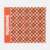 Retro Herfst Herfstbloemen Patroon Bourgogne Fleece Deken (Voorkant (Horizontaal))