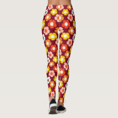 Retro Herfst Herfstbloemen Patroon Bourgogne Leggings (Achterkant)
