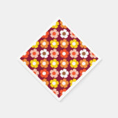 Retro Herfst Herfstbloemen Patroon Bourgogne Servet (Hoek)