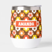 Retro Herfst Herfstbloemen Patroon Bruin (Links)