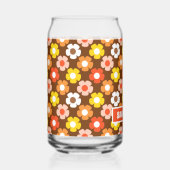 Retro Herfst Herfstbloemen Patroon Bruin Blikvorm Glas (Voorkant)