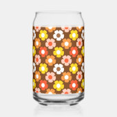 Retro Herfst Herfstbloemen Patroon Bruin Blikvorm Glas (Rechts)