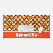 Retro Herfst Herfstbloemen Patroon Bruin Bureaumat (Keyboard & Muis)