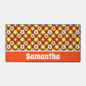 Retro Herfst Herfstbloemen Patroon Bruin Bureaumat (Voorkant)