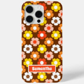 Retro Herfst Herfstbloemen Patroon Bruin Case-Mate iPhone Case (Achterkant)