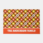 Retro Herfst Herfstbloemen Patroon Bruin Deurmat (Voorkant)