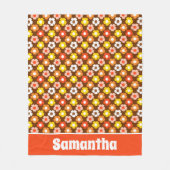 Retro Herfst Herfstbloemen Patroon Bruin Fleece Deken (Voorkant)