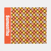 Retro Herfst Herfstbloemen Patroon Bruin Fleece Deken (Voorkant (Horizontaal))