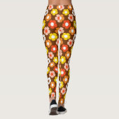 Retro Herfst Herfstbloemen Patroon Bruin Leggings (Achterkant)