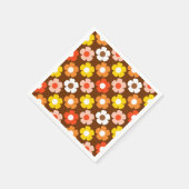 Retro Herfst Herfstbloemen Patroon Bruin Servet (Hoek)